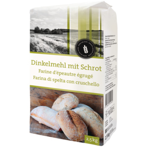 Dinkelmehl mit Schrot, 4 x 2,5 kg Dinkelmehl mit Schrot, 4 x 2,5 kg