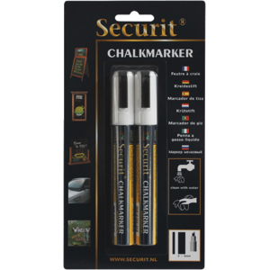 Securit Kreidemarker 2 - 6 mm, weiss, Pack zu 2 Stück