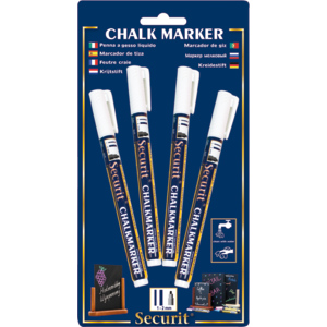 Securit Kreidemarker 1 - 2 mm, weiss, Pack zu 4 Stück Securit Kreidemarker 1 - 2 mm, weiss, Pack zu 4 Stück