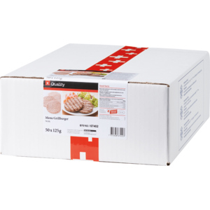 Quality Grillburger tiefgekühlt, Palette zu 48 x 50 x 125 g Quality Grillburger tiefgekühlt, Palette zu 48 x 50 x 125 g