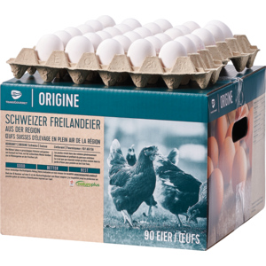 Eier Schweiz, Freiland, 53g+, 90 Stück Eier Schweiz, Freiland, 53g+, 90 Stück