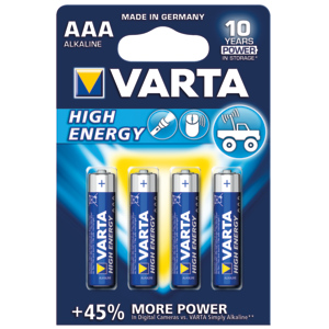 Varta Batterie High Energy AAA, 1,5 V, Blister zu 4 Stück Varta Batterie High Energy AAA, 1,5 V, Blister zu 4 Stück