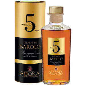Sibona Grappa Barolo 5 years 44% Vol., Karton zu 6 Flaschen x 50 cl Sibona Grappa Barolo 5 years 44% Vol., Karton zu 6 Flaschen x 50 cl