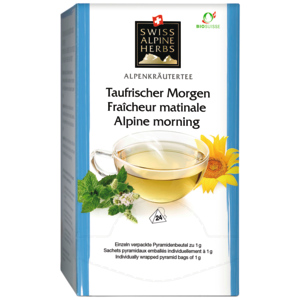 Swiss Alpine Herbs Bio Knospe Suisse, Tee Taufrischer Morgen, 24 x 1 g