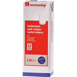 Economy Vollmilch 3,5%, UHT, 8 x 1,5 l