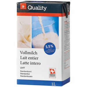 Quality Lait entier 3,5%, UHT, 12 x 1 l