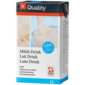 Quality Milchdrink 1,5%, UHT, 12 x 1 l Quality Milchdrink 1,5%, UHT, 12 x 1 l