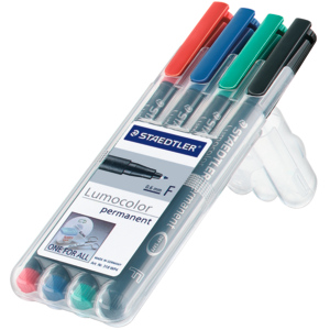 Staedtler Marker Lumocolor, 0,6 mm, assortiert, Blister zu 4 Stück Staedtler Marker Lumocolor, 0,6 mm, assortiert, Blister zu 4 Stück