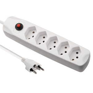 Steckdosenleiste, ohne Schalter, 5 x T13, weiss