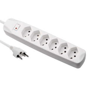 Steckdosenleiste mit Schalter 6 x T13 5m Kabel weiss Steckdosenleiste mit Schalter 6 x T13 5m Kabel weiss