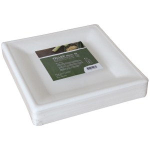 Teller aus Zuckerrohr 26 x 26 cm Pack zu 50 Stück