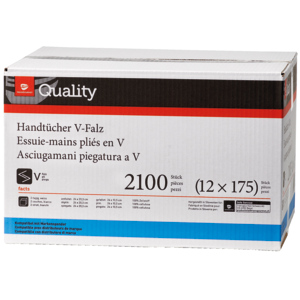 Quality Essuie-mains, pliage en V, 2 couches, blancs, 12 x 175 pc
