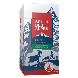 Sel des Alpes fein mit Jod und Fluor, 10 x 700 g Sel des Alpes fein mit Jod und Fluor, 10 x 700 g