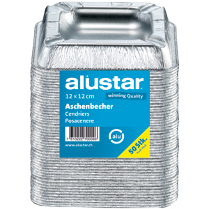Alustar Alu Aschenbecher 12,5 cm Pack zu 50 Stück