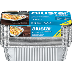 Alustar Alubox mit Deckel 0,9 l Pack zu 25 Stück Alustar Alubox mit Deckel 0,9 l Pack zu 25 Stück