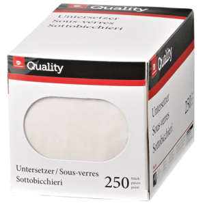 Quality Untersetzer, 6-lagig, weiss, 250 St Quality Untersetzer, 6-lagig, weiss, 250 St