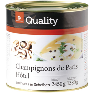 Quality Champignons de Paris Hôtel, geschnitten, 6 x 2,45 kg Quality Champignons de Paris Hôtel, geschnitten, 6 x 2,45 kg