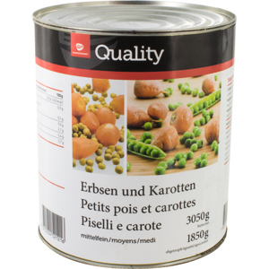 Quality Erbsen und Karotten mittelfein, 6 x 3 kg Quality Erbsen und Karotten mittelfein, 6 x 3 kg