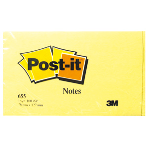 3M Post-it 76 x 127 mm gelb Pack zu 6 x 100 Blatt