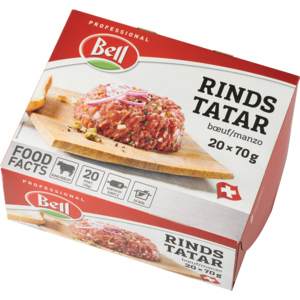 Bell Beefsteak Tatar, Portionen, tiefgekühlt, 20 x 70 g Bell Beefsteak Tatar, Portionen, tiefgekühlt, 20 x 70 g