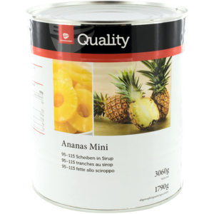 Quality Ananas Mini 95-115 Scheiben in Sirup, 6 x 3,06 kg Quality Ananas Mini 95-115 Scheiben in Sirup, 6 x 3,06 kg
