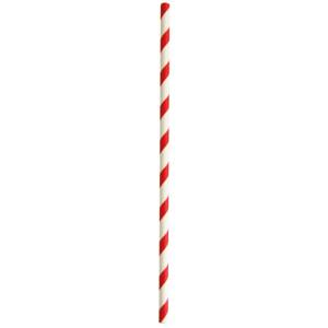 Trinkhalm Papier, rot/weiss gestreift, 21 cm, Ø 6 mm, Pack zu 150 Stück