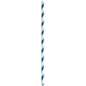 Trinkhalm Papier, blau/weiss gestreift, 21 cm, Ø 6 mm, Pack zu 150 Stück