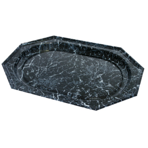 Traiteurplatte Kunststoff PET 35 x 24 cm schwarz / marmor Paket zu 5 Stück Traiteurplatte Kunststoff PET 35 x 24 cm schwarz / marmor Paket zu 5 Stück