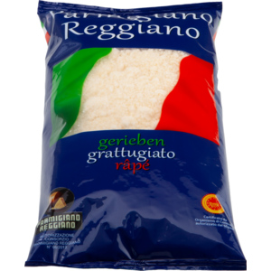 Parmigiano Reggiano DOP, 20 Mt., gerieben, 1 kg Parmigiano Reggiano DOP, 20 Mt., gerieben, 1 kg