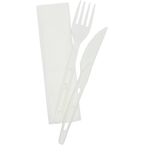 Besteckset CPLA 3 in 1, weiss, Pack zu 100 Set Besteckset CPLA 3 in 1, weiss, Pack zu 100 Set