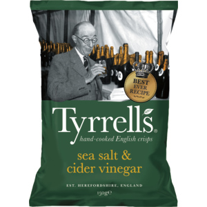 Tyrrells Chips sea salt & cider vinegar, 150 g Tyrrells Chips sea salt & cider vinegar, 150 g