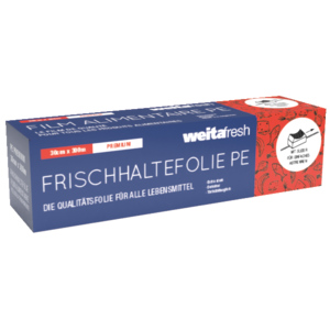 Weitafresh Frischhaltefolie Premium PE, Dispenser, 30 cm x 300 m x 10 µm Weitafresh Frischhaltefolie Premium PE, Dispenser, 30 cm x 300 m x 10 µm