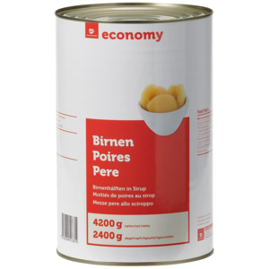 Economy Birnenhälften, in Sirup, 4,2 kg Economy Birnenhälften, in Sirup, 4,2 kg