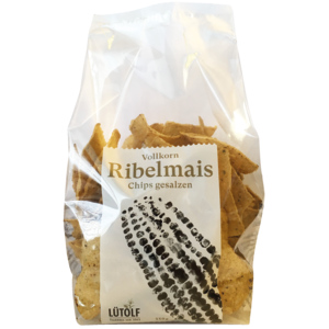 Vollkorn Ribelmais Chips gesalzen, 150 g Vollkorn Ribelmais Chips gesalzen, 150 g