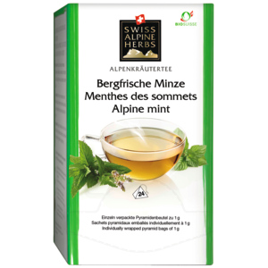 Swiss Alpine Herbs Bio Knospe Suisse, Tee Bergfrische Minze, 3 x 24 x 1 g Swiss Alpine Herbs Bio Knospe Suisse, Tee Bergfrische Minze, 3 x 24 x 1 g