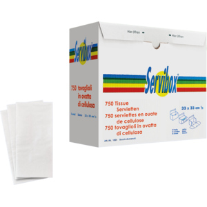 Servibox Servietten, 1/8 Falz, 2-lagig, 33 x 33 cm, weiss , 750 St
