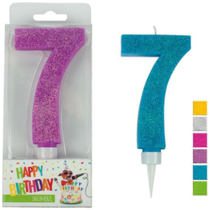 Birthday Zahlenkerze 7, 9,5 cm, assortiert Birthday Zahlenkerze 7, 9,5 cm, assortiert