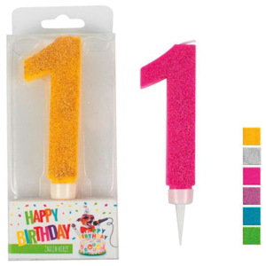 Birthday Zahlenkerze 1, 9,5 cm, assortiert Birthday Zahlenkerze 1, 9,5 cm, assortiert