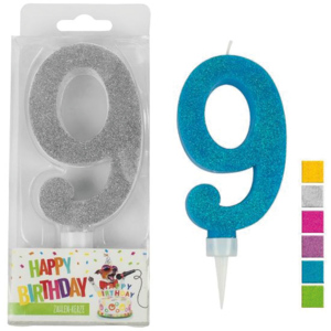 Birthday Zahlenkerze 9, 9,5 cm, assortiert