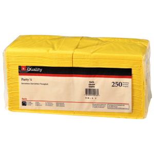 Quality Servietten Party, 3-lagig, 24 x 24 cm, gelb, 250 St