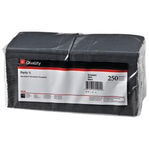 Quality Servietten Party, 3-lagig, 24 x 24 cm, schwarz, 250 St