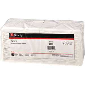 Quality Servietten Party, 3-lagig, 24 x 24 cm, weiss, 250 St