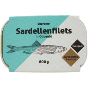 Supremo Sardellenfilets in Olivenöl, 12 x 800 g Supremo Sardellenfilets in Olivenöl, 12 x 800 g