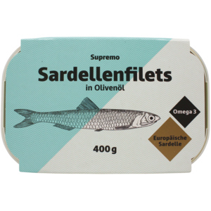 Supremo Sardellenfilets in Öl, 12 x 400 g Supremo Sardellenfilets in Öl, 12 x 400 g