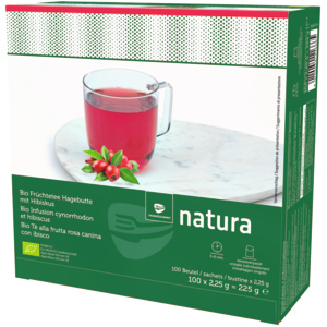 Natura Bio Hagebutten-Hibiskustee im Aromaschutzbeutel, 100 x 2,25 g