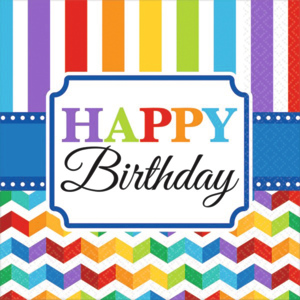 Servietten Bright Birthday, 33 x 33 cm, Pack zu 20 Stück