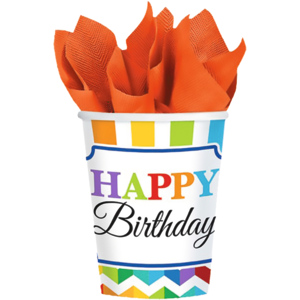 Amscan Becher Bright Birthday, 266 ml, Pack zu 8 Stück Amscan Becher Bright Birthday, 266 ml, Pack zu 8 Stück