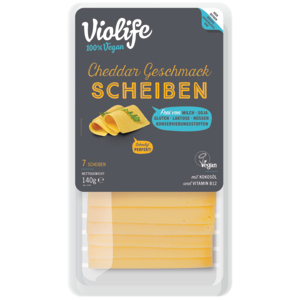 Violife Cheddar Geschmack, Scheiben, laktosefrei, 140 g Violife Cheddar Geschmack, Scheiben, laktosefrei, 140 g