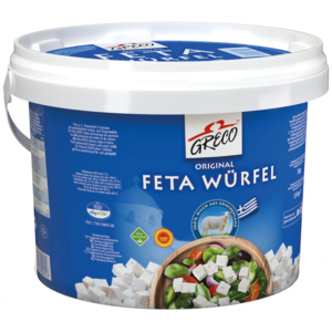 Greco Feta, Würfel, in Salzlake, 1,8 kg Greco Feta, Würfel, in Salzlake, 1,8 kg