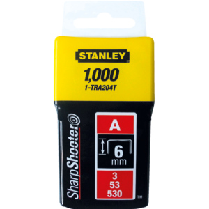 Stanley Heftklammern Typ A 6 mm Pack zu 1000 Stück Stanley Heftklammern Typ A 6 mm Pack zu 1000 Stück